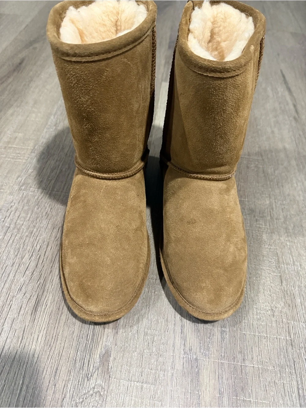 BearPaw Kids Suede Shearling Boots in Chestnut Brown